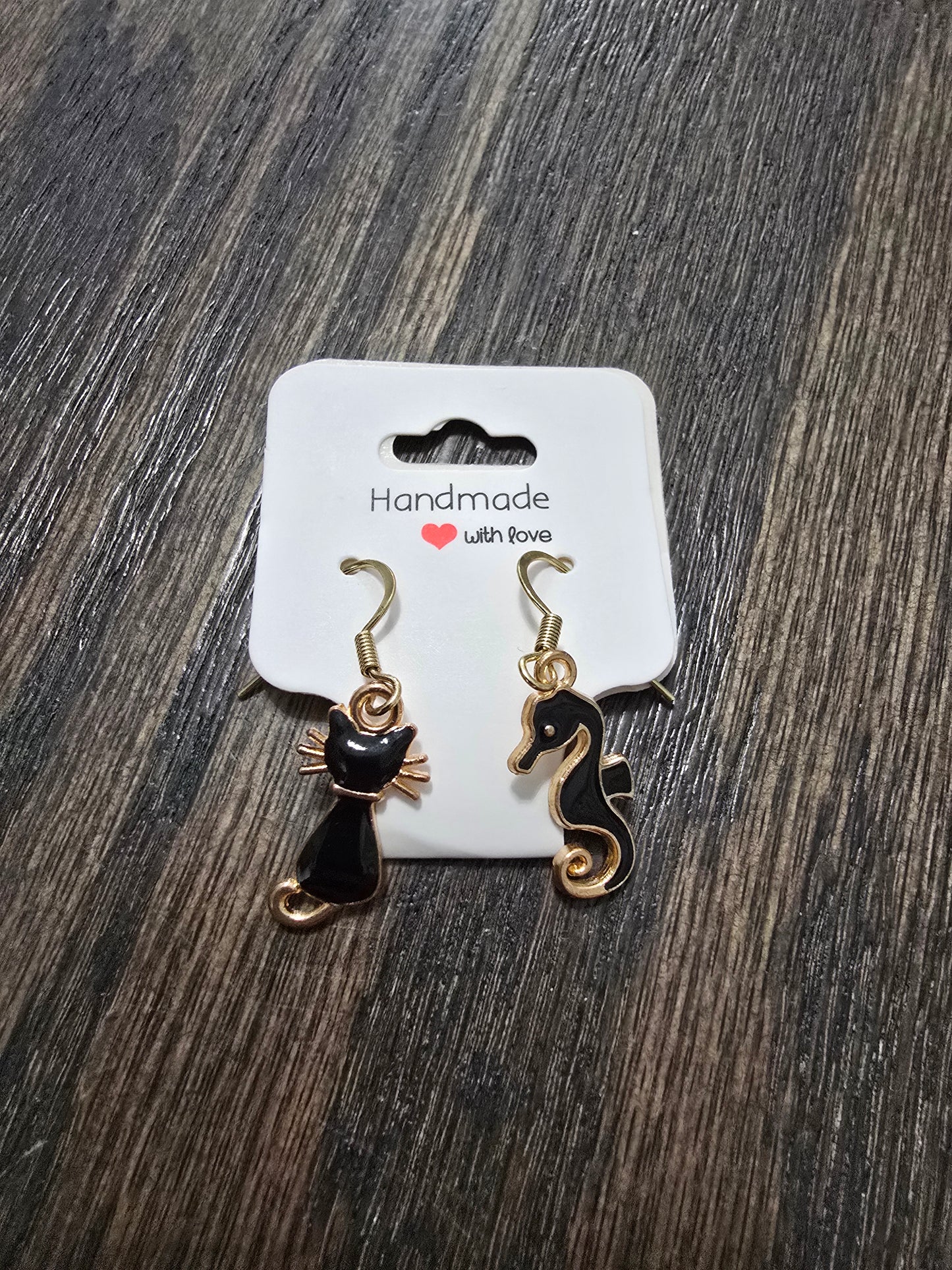 Mystic Duo: Cat & Seahorse Earrings